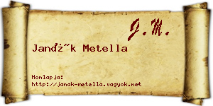 Janák Metella névjegykártya